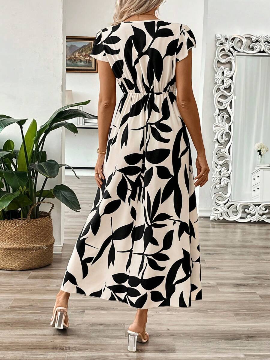 EMERY ROSE Vestido longo de verão feminino com decote em V e estampa floral com cintura evasê e maxi roupa feminina