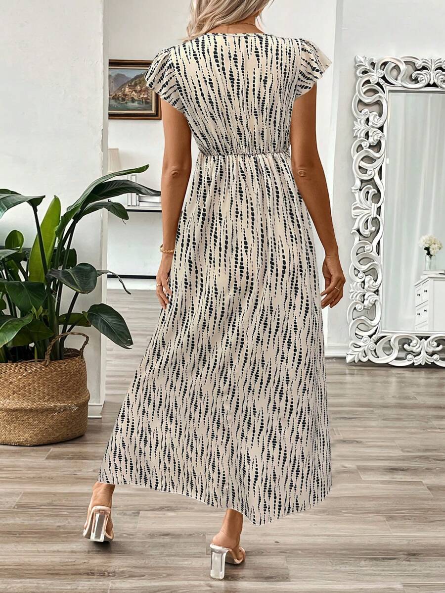 EMERY ROSE Vestido longo de verão feminino com decote em V e estampa floral com cintura evasê e maxi roupa feminina