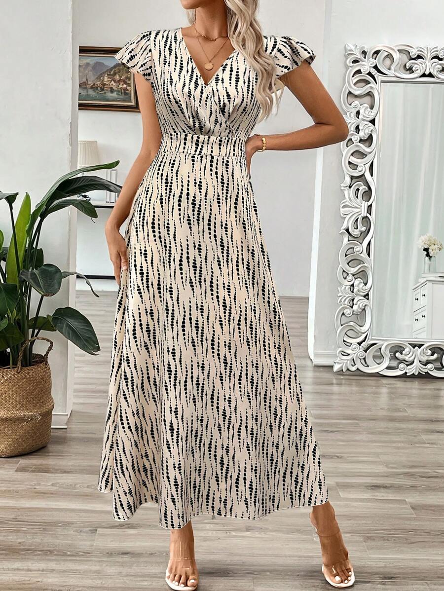 EMERY ROSE Vestido longo de verão feminino com decote em V e estampa floral com cintura evasê e maxi roupa feminina