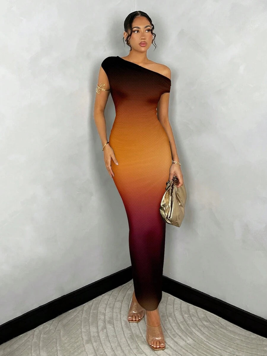SHEIN BAE Vestido Bodycon Feminino Preto Sólido com Gola Assimétrica e Babados, Verão