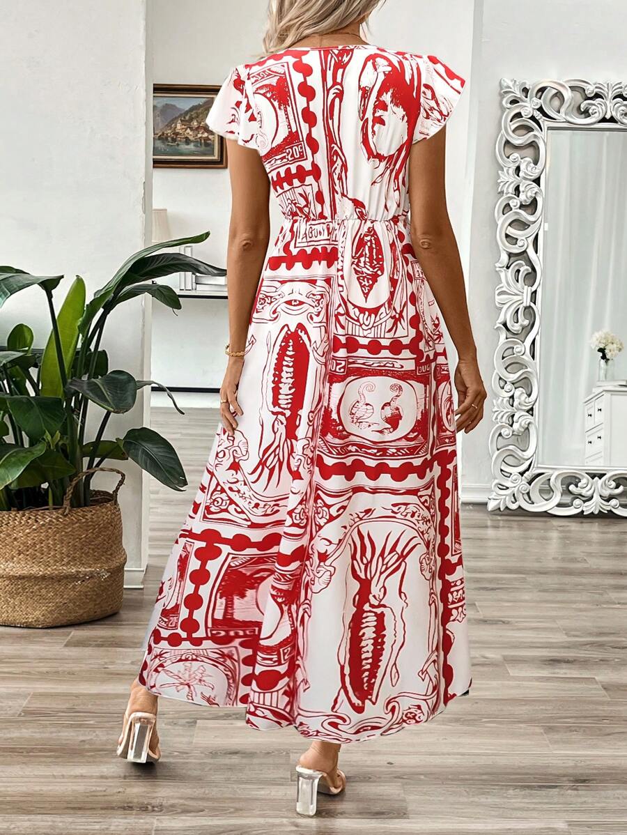 EMERY ROSE Vestido longo de verão feminino com decote em V e estampa floral com cintura evasê e maxi roupa feminina