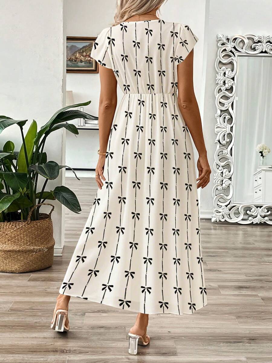 EMERY ROSE Vestido longo de verão feminino com decote em V e estampa floral com cintura evasê e maxi roupa feminina